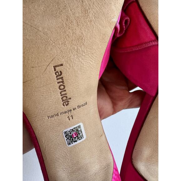 Larroudé Colette Ruffle Slide Sandal Magenta Pink Women’s Size 11 - Picture 4 of 12
